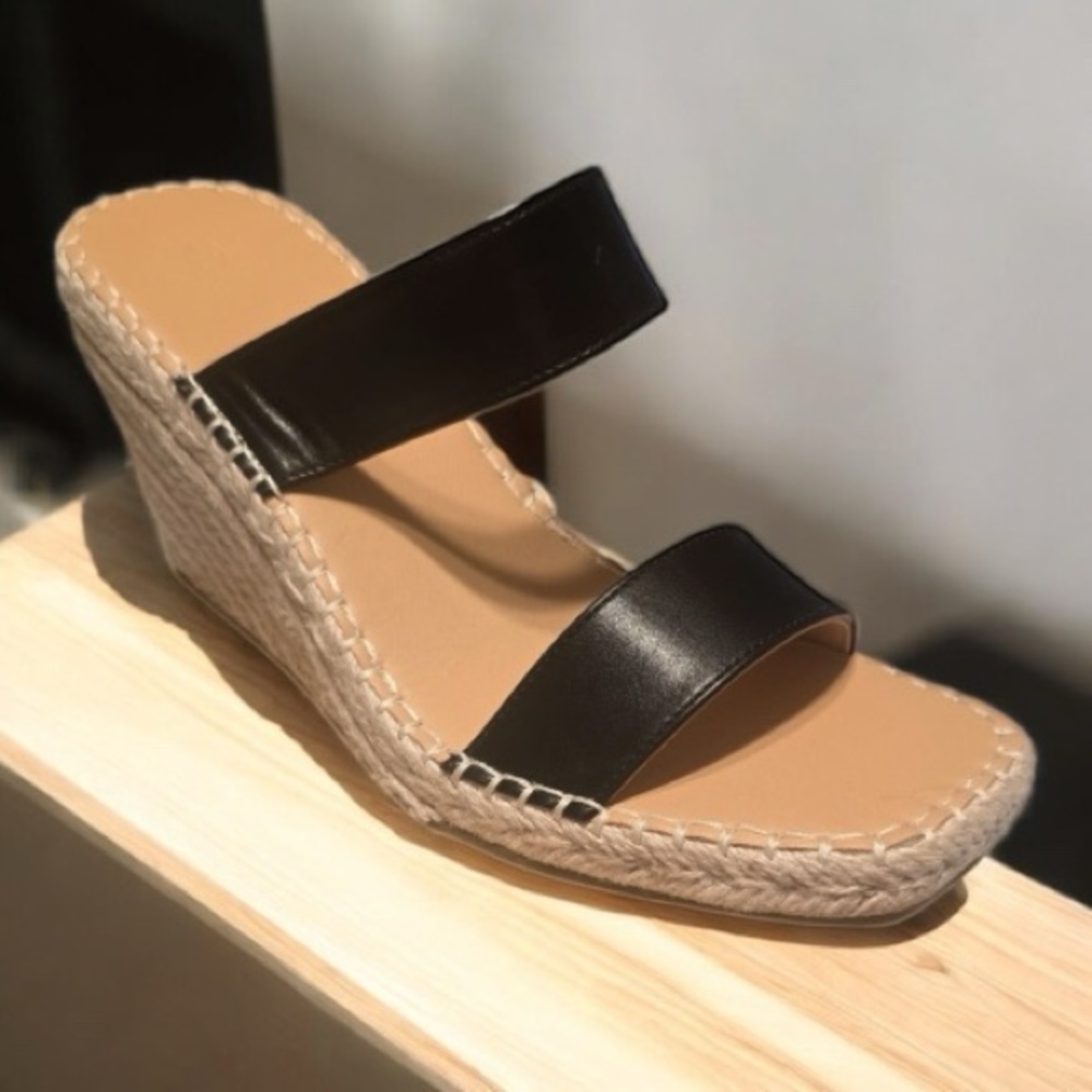 Black Wedge Sandals